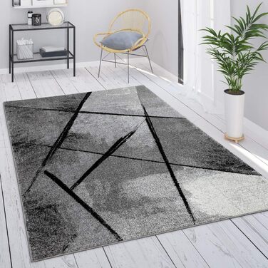 Paco Home Rug Living Room Vintage Short Pile Bedroom Geometric Design Modern, Size: 80x150 cm, Color: Gray