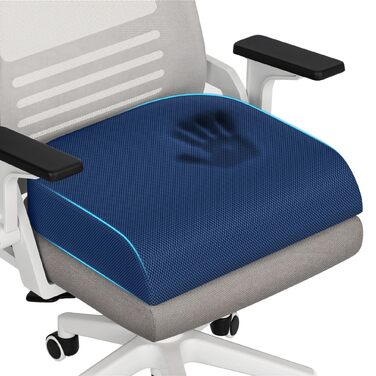 Подушка для сидіння TranquilRelax з Memory Foam (X-Large, блакитна) для офісного крісла, дому та авто. Зменшує біль у спині, куприку, сідницях та при ішіасі.
