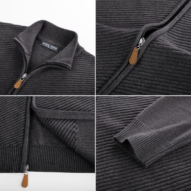 Кардиган чоловічий PJ PAUL JONES з блискавкою та стійким коміром, великий в'язання (M, антрацитний сірий)