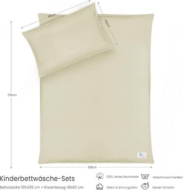 Бетліня для дітей Lulumoon з мусліну 100x135 см: комплект простирадла 100x135 + наволочка 40x60 см з бавовни Oeko-TEX Standard – легка та комфортна постільна білизна для малюків