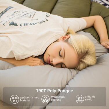 Спальний мішок BISINNA для дорослих: Graphene Polyester, 220x90cm, 4 сезони, водонепроникний, дихаючий, 1.8/2.5kg