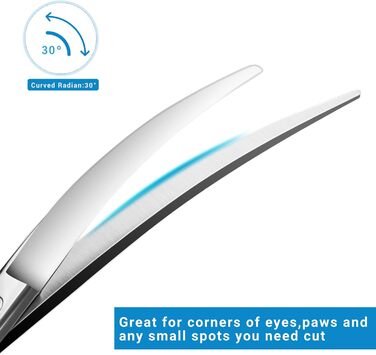 Hashimoto Dog Grooming Shears - 6.5 Inch Curved Pet Grooming Scissors for Face & Paws