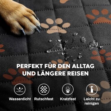 Захист для заднього сидіння автомобіля для собак Hainberger: водовідштовхуючий, анти-царапин, з боковим захистом та оглядовим вікном, 4-в-1, 137x147 см (з візерунком)