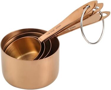 FBHappiness 4-Piece Measuring Cup Set, Stainless Steel Measuring Cups, Baking Tool, Kitchen Accessories (Color: A, Size: as shown)