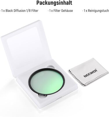 Фільтр NEEWER Black Diffusion 1/4 - м'який ефект кіно, для відеозйомки та портретів (52mm)