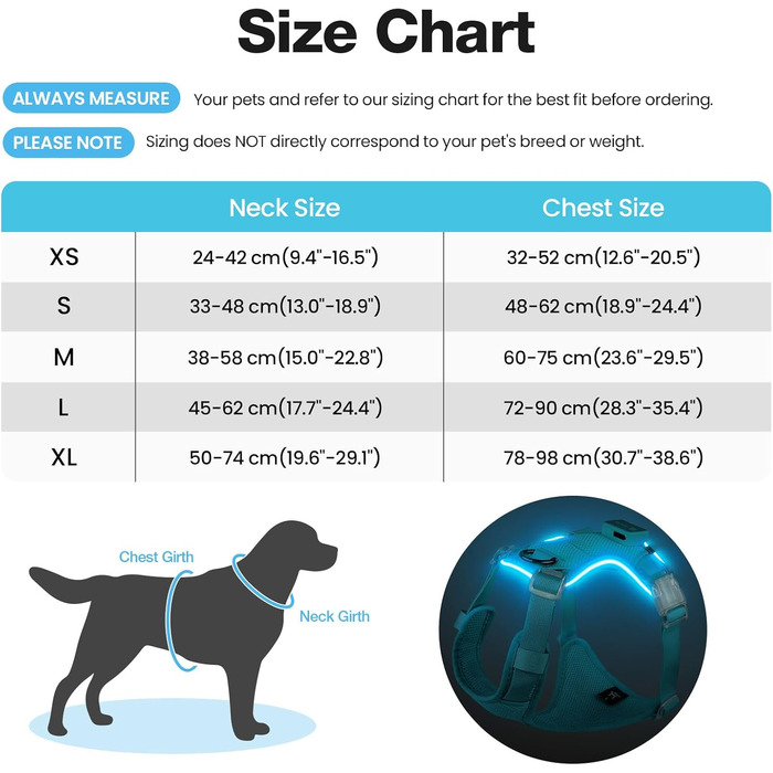 Світлодіодна шлейка для собак з підсвічуванням LED, перезаряджувана, для малих, середніх та великих собак, світловідбиваюча, регульована, XL (Чорний, Medium)