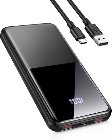 Power Bank 10000mAh 22.5W з PD USB-C: Швидка зарядка для iPhone, Samsung та Huawei (Чорний)