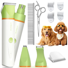 Набір для стрижки собак та котів Leise: акумуляторний тример з 4 насадками, водонепроникний (IPX7), для тіла, мордочки, вух та лап