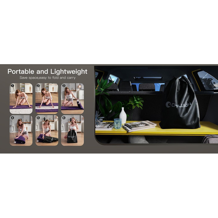 Надувна ліжко ChillSun для 1 особи з вбудованим насосом, 190x100x40 см. Самостійно надувна кемпінгова матрац для дому, гостьової кімнати та подорожей (41 см Queen)