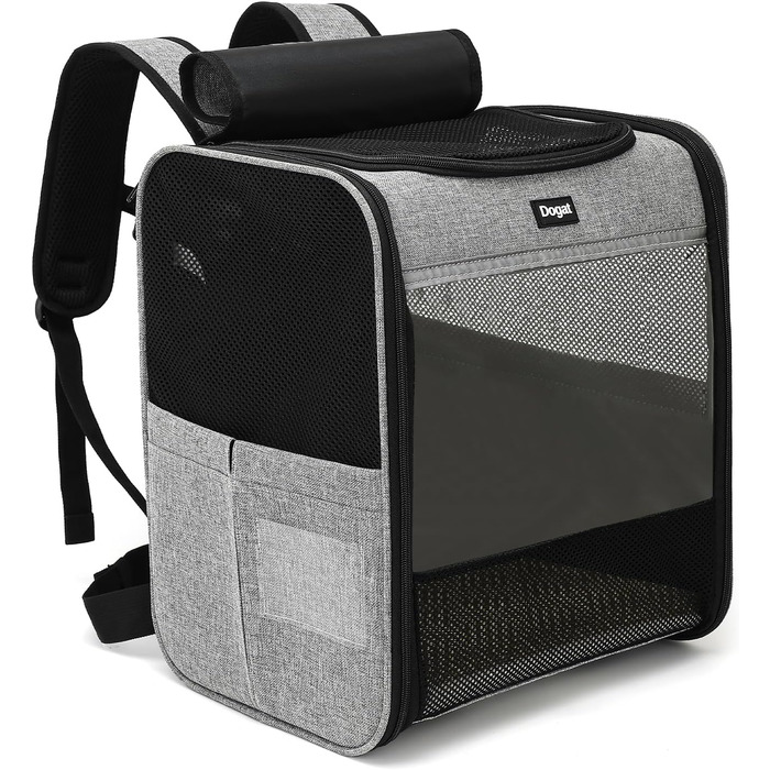 Сумка-переноска для кота/собаки, складана, сіра, з сіткою, повідком, до 8 кг