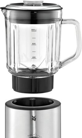 WMF Kitchen minis Compact Mixer, Mini Stand Mixer, 400 Watt, Small Stand Mixer, 0.8 l Glass Container, Pulse Function, Cromargan Matt Single
