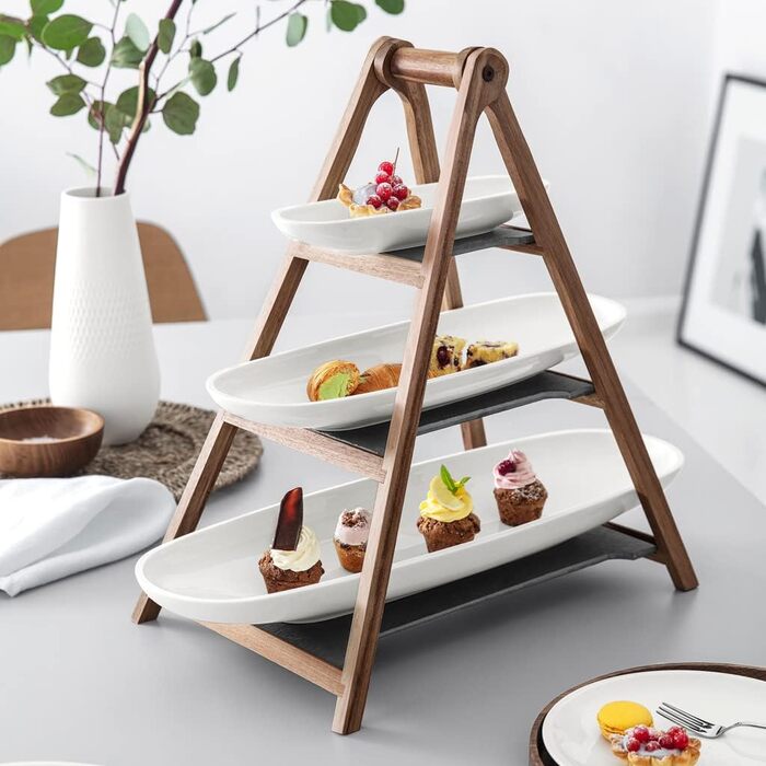 Етажерка Villeroy & Boch Artesano Original 4-рівнева з порцеляни, дерева та сланцю, для фруктів, преміум якість