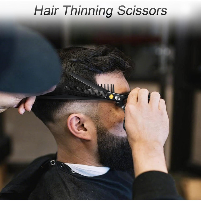 Професійний набір фрізьорських ножиць CIICII (6,7 дюйми) для стрижки волосся, бороди та догляду за тваринами. Чорний колір.