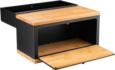 Бредониця Kos Design чорна, 2 яруси, метал/дерево - для зберігання хліба та випічки