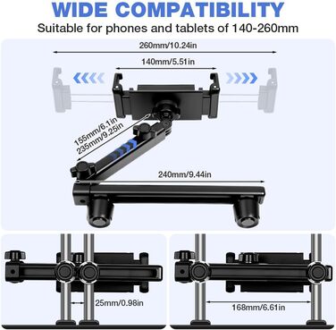 Тримач для планшета в авто AXFEE, висувний, універсальний, для iPad, iPhone, Switch, смартфонів 4.7-16 дюймів
