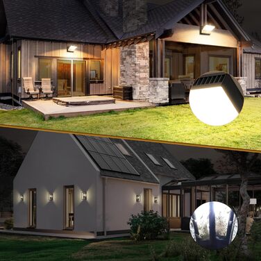 LED вуличне освітлення Kingwen 40W: сучасна панельна настінна лампа з поворотним механізмом 360°, IP65, чорна, для гаража, тераси, тепле світло