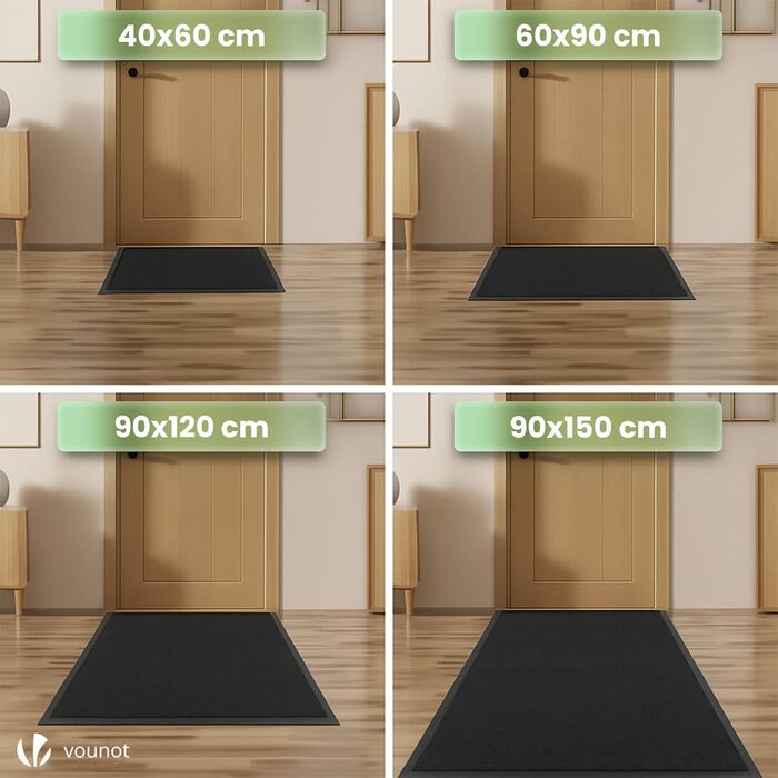 Килимок для входу VOUNOT 60x90 см чорний: вологостійкий, антиковзкий, миючий килимок для дому та вулиці