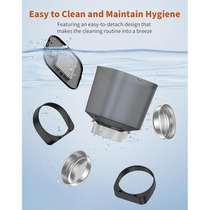 Автоматичний годівник для котів та собак HoneyGuardian з Wi-Fi, 2 миски, керування через додаток, 5G/2.4G, чорний, 3.5 л