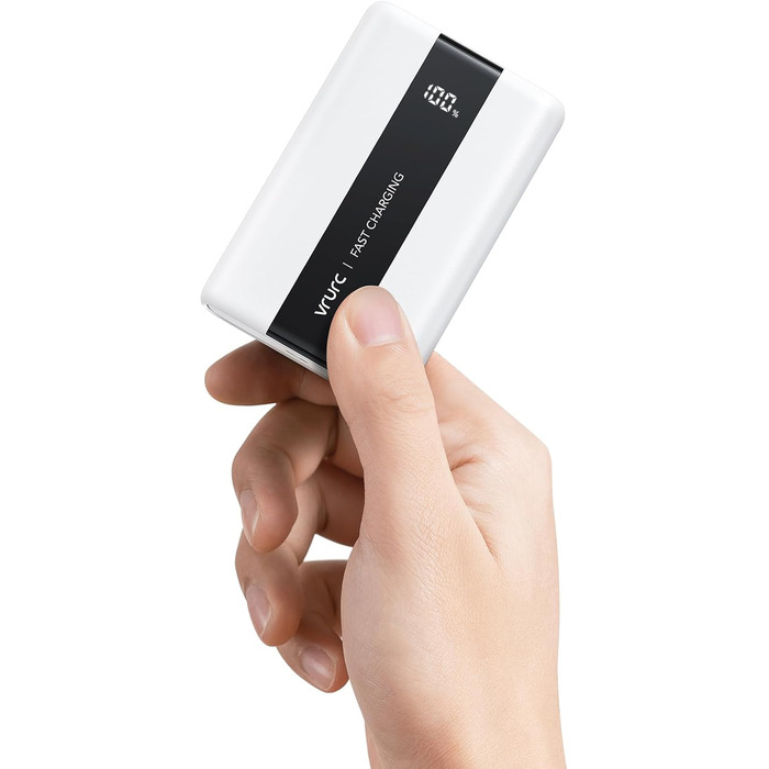 Power Bank VRURC 20000mAh: Швидка зарядка 22.5W, USB-C, 6 портів, LED-дисплей, для iPhone, Samsung, Huawei, iPad, Зелений