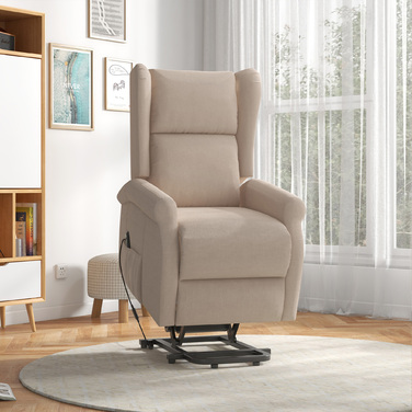 HOMCOM Electric Reclining Chair with Lie-Flat Function, Senior Recliner with Lift Assist, Up to 200kg, 72.5x94x109cm, Cream