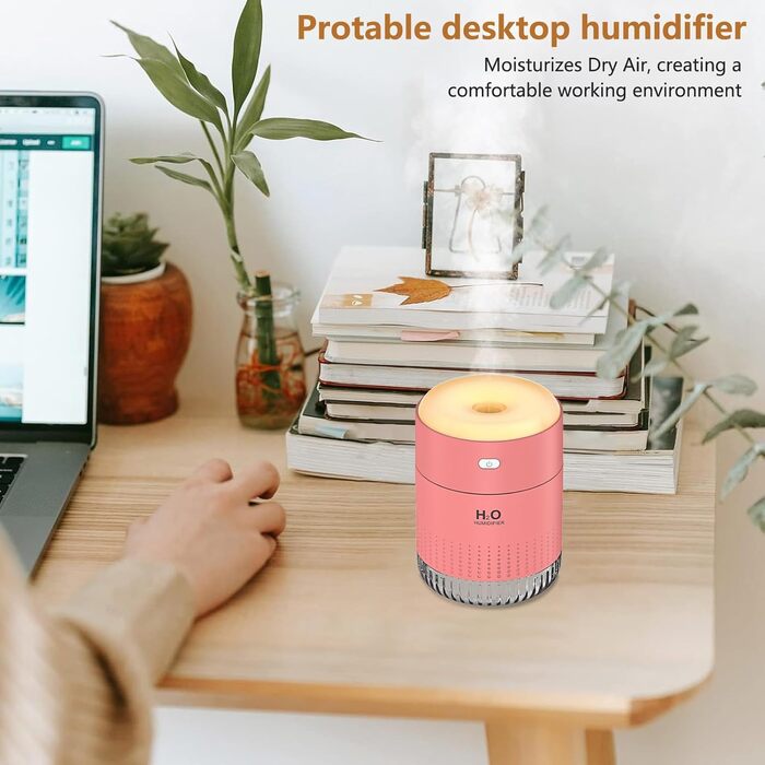 Ультразвуковий зволожувач повітря Mini AIR Humidifier з LED-підсвіткою (зелений/рожевий)