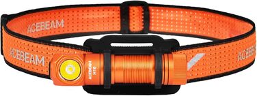 Ліхтар налобний ACEBEAM H16, 650 люмен, акумуляторний, LED, EDC, кутовий, компактний, 519A, високий CRI 90+, нейтральний білий 5000K, з ремінцем, помаранчевий