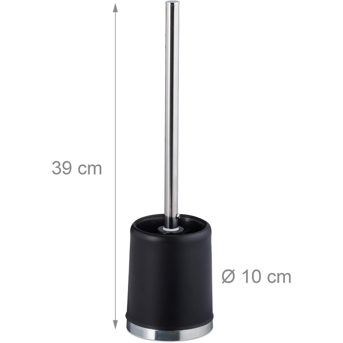 Набір з 3 універсальних щіток для унітазу Relaxdays з тримачем, знімний насаджувач, Ø 7 см, чорний