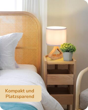 Дерев'яна торшер EDISHINE з абажуром з льону, E27, для вітальні та спальні, в стилі кантрі [Енергоклас F]