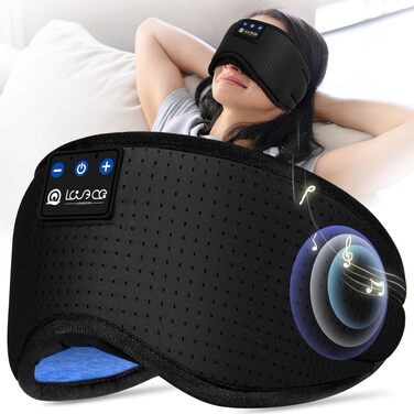 Маска для сну з Bluetooth навушниками LOVE EYE 3D для зручного сну на боці, бамбукова, чорна