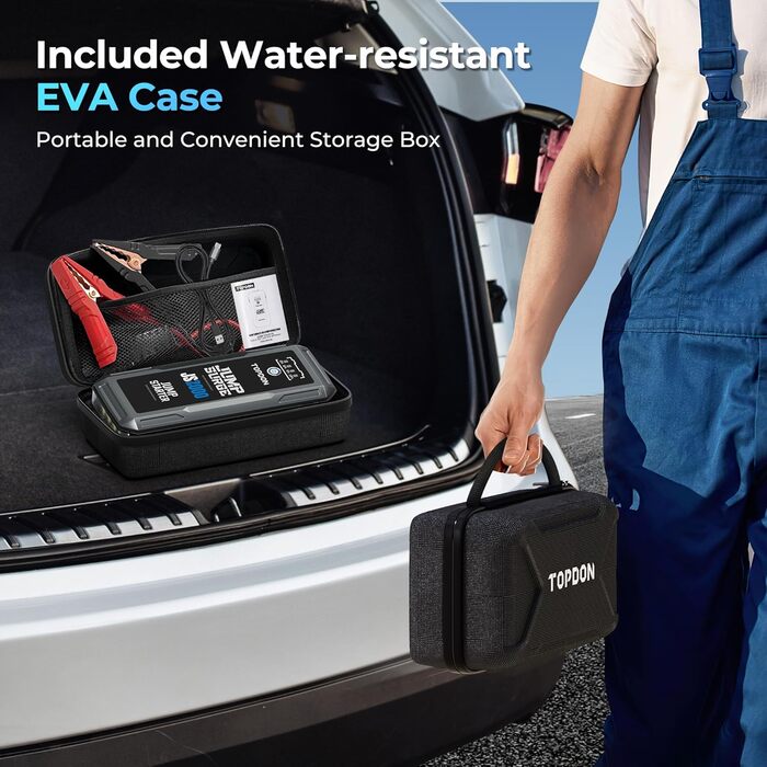 TOPDON JS3000 Powerbank для запуску двигуна: Jump Starter для авто до 9л бензину та 7л дизеля, 24000mAh (2500A), LED, Eva-сумка