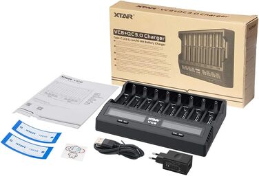 Зарядний пристрій Xtar VC8 для акумуляторів 18650/21700 з LCD-дисплеєм та тестуванням ємності, сумісний з 10440, 16340, 17670, 26650, AA, NI-MH