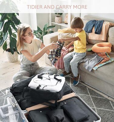 Органайзер для валізи Meowoo, набір 8 шт., кубики для пакування, чорний. Організація багажу для подорожей та бізнесу.