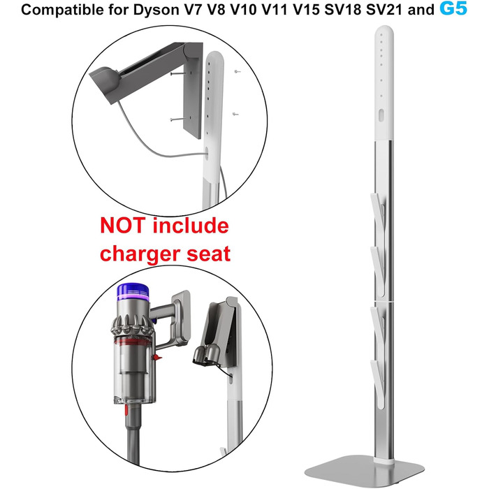 MOOPHY Vacuum Stand Holder Storage Station Compatible with Dyson V7 V8 V10 V11 V12 V15 G5 SV18 SV21, compatible with Dyson cordless vacuum cleaners