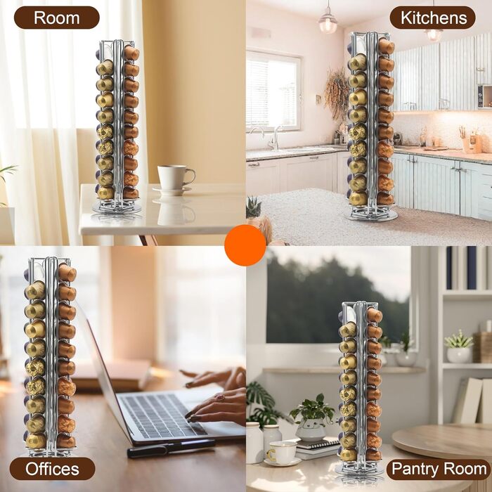 Підставка для капсул Nespresso, обертова, на 40 капсул, срібна