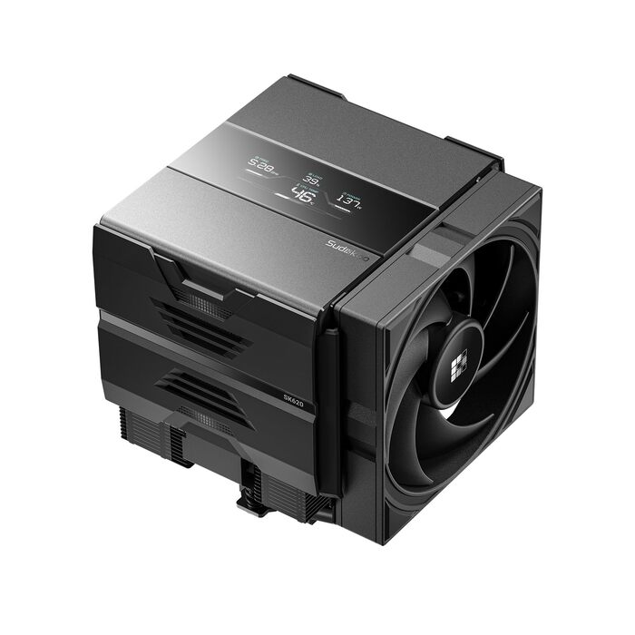 Кулер для процесора Sudokoo SK620V AM5: двосекційний башта (Dual Tower) з цифровим дисплеєм, 6 тепловими трубками та 2 PWM FDB вентиляторами 120мм