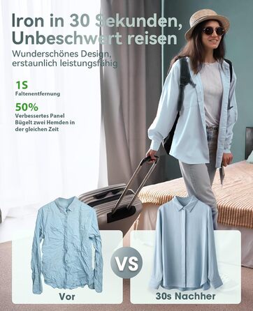 Портативний відпарювач для одягу Steamer 2-в-1 1000W, для глобальних подорожей, зелений