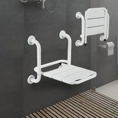 Ansobea Shower Stool for Seniors, Bath Stool, 7-Level Height Adjustable, 41-56 cm, Shower Chair with U-Shaped Hygiene Cutout, Bathroom Stool, Stable for the Shower (Type 6 Foldable Shower Seat)
