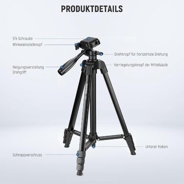 NEEWER Штатив для відеозйомки з пливним упором 72', сумісний з DJI RS Gimbal, для DSLR та відеокамер, максимальне навантаження 8кг