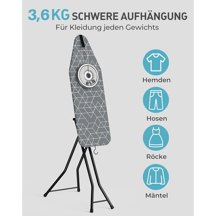 Прасувальна дошка LyriFine 2-в-1 для прасування з парою та звичайного прасування, сіра