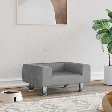 Крісло-лежанка для собак та котів, лежанка для домашніх тварин, м'яка, сіра, 50 x 40 x 26.5 см