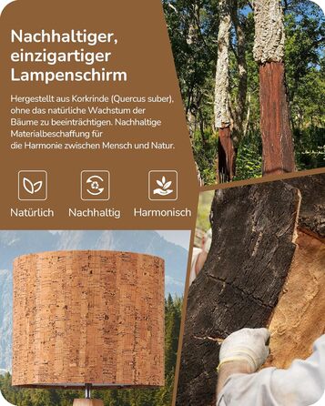 EDISHINE Дерев'яна Настільна Лампа з абажуром з льону, E27, для вітальні, спальні, в стилі кантрі [Енергоклас F], колір: корічневий