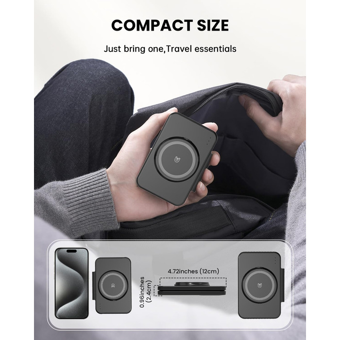 Зарядний пристрій GEEKERA MagSafe 3-в-1: для Apple Watch, iPhone та AirPods (чорний)