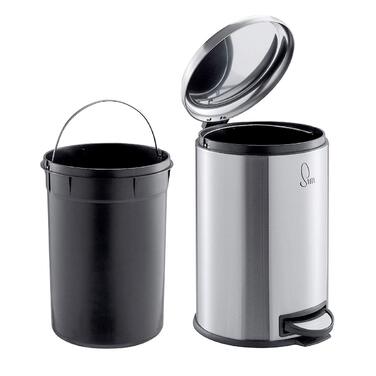 Сміттєвий бак SVITA T20 з нержавіючої сталі, 20 літрів, з педаллю, срібний колір. Підійде для кухні.