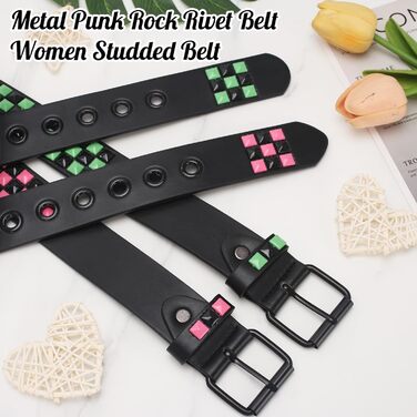 Металевий ремінь з пірсингом у стилі панк-рок для жінок та чоловіків, чорний