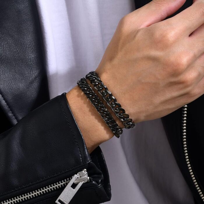Чоловічий браслет TempBeau: браслет на руку з нержавіючої сталі, панцерна ланцюг, стильний аксесуар для чоловіків, 19-21 см, подарунок для тата/друга