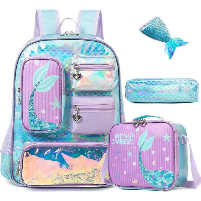 Шкільний рюкзак для дівчинки HTgroce 3 клас. Шкільна сумка-рюкзак для дівчаток, колір: блакитний, з морем.