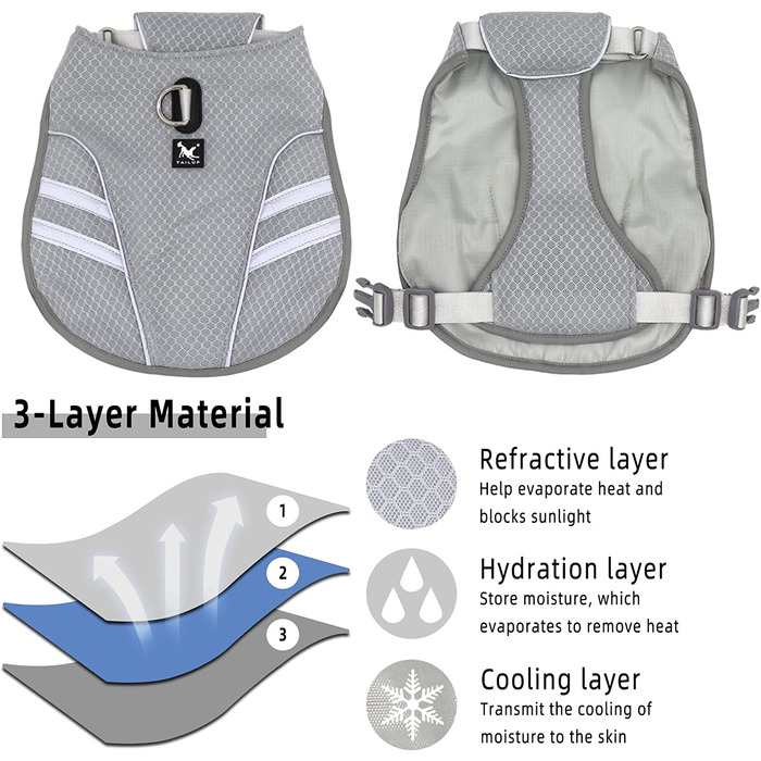 DearDD Cooling Vest for Dogs Summer Cooling Jacket for Dogs, Adjustable Breathable Mesh Dog Vest with Harness D-Ring Warning Vest Dog Coat for Small, Medium, Large Dogs, XL XL (Chest 78-99cm)