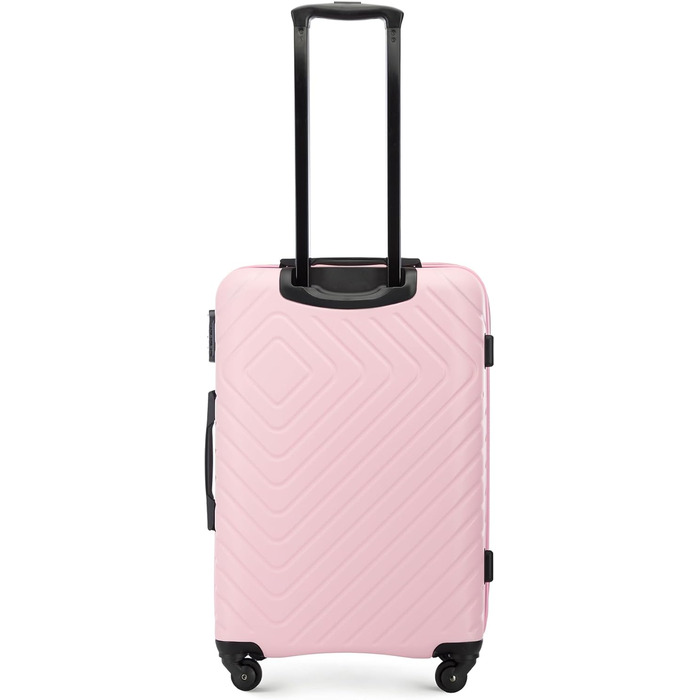 Набір валіз WITTCHEN Cube Line (S+M+L) з ABS, геометричним тисненням, 4 колесами, телескопічною ручкою та комбінаційним замком. Рожевий колір, 3 шт.
