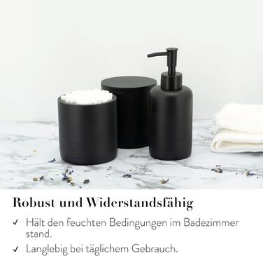 Набір аксесуарів для ванної кімнати ZCCZ 6 предметів – органайзер для ванної з тримачем для зубних щіток, дозатором мила, поличкою для косметики та 2 тримачами для ватних паличок – Сучасна чорно-матова декор для ванної кімнати