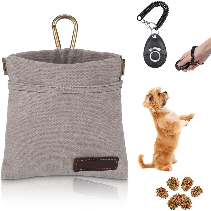 Футляр для ласощів для собак, малий, з автоматичним закриттям, для тренувань, сірий